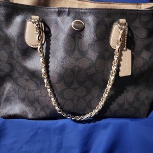 Coach Black and Tan Signature Tote
